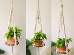 Macrame crystal plant hanger with shelf, Macrame crystal wall hanging, Personalize handwoven Boho planter home decoration