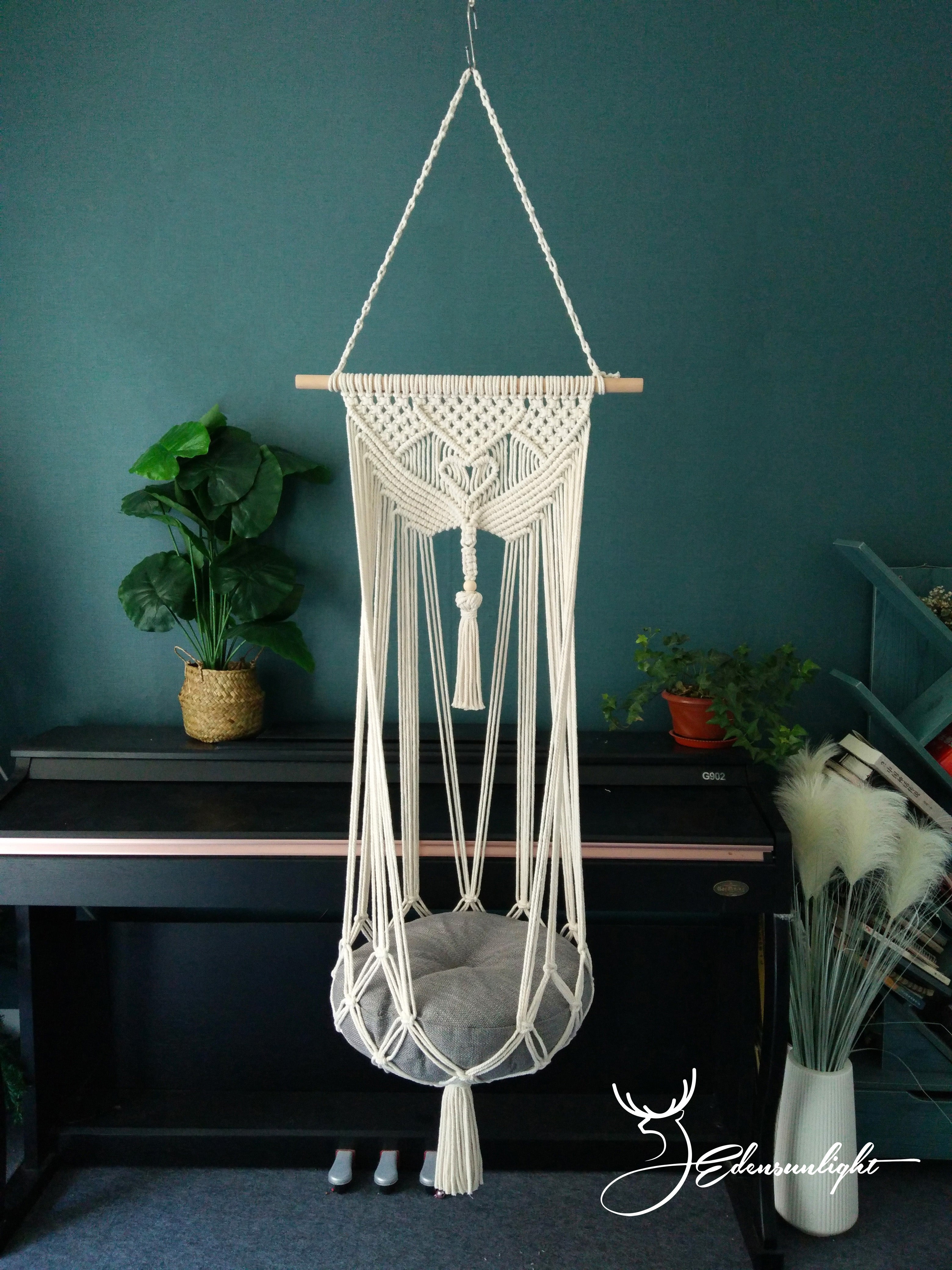 Macrame cat Hammock bed,Macrame cotton rope Swing Bed for big cat,indoor pet's sleeping bed ,Macrame pattern wall hanging