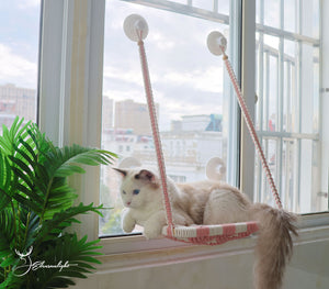 Cat hammock for window, Macrame Cat wall furniture/wall bed/wall shelf, window mounted cat bed with strong glass suctions cups