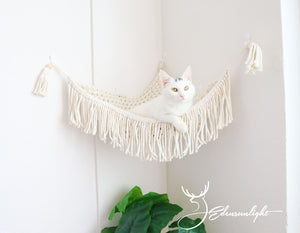 Macrame Cat wall corner hammock, hand-weaved Boho cat bed/furniture/hanging house/cat tree/pet swing bed