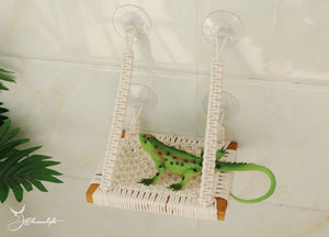 Macrame Reptile Hammock, Bearded Dragon/Leopard Gecko Glass Tank Wall bed/window perch, Boho small pet Swing Hammock with suction cups