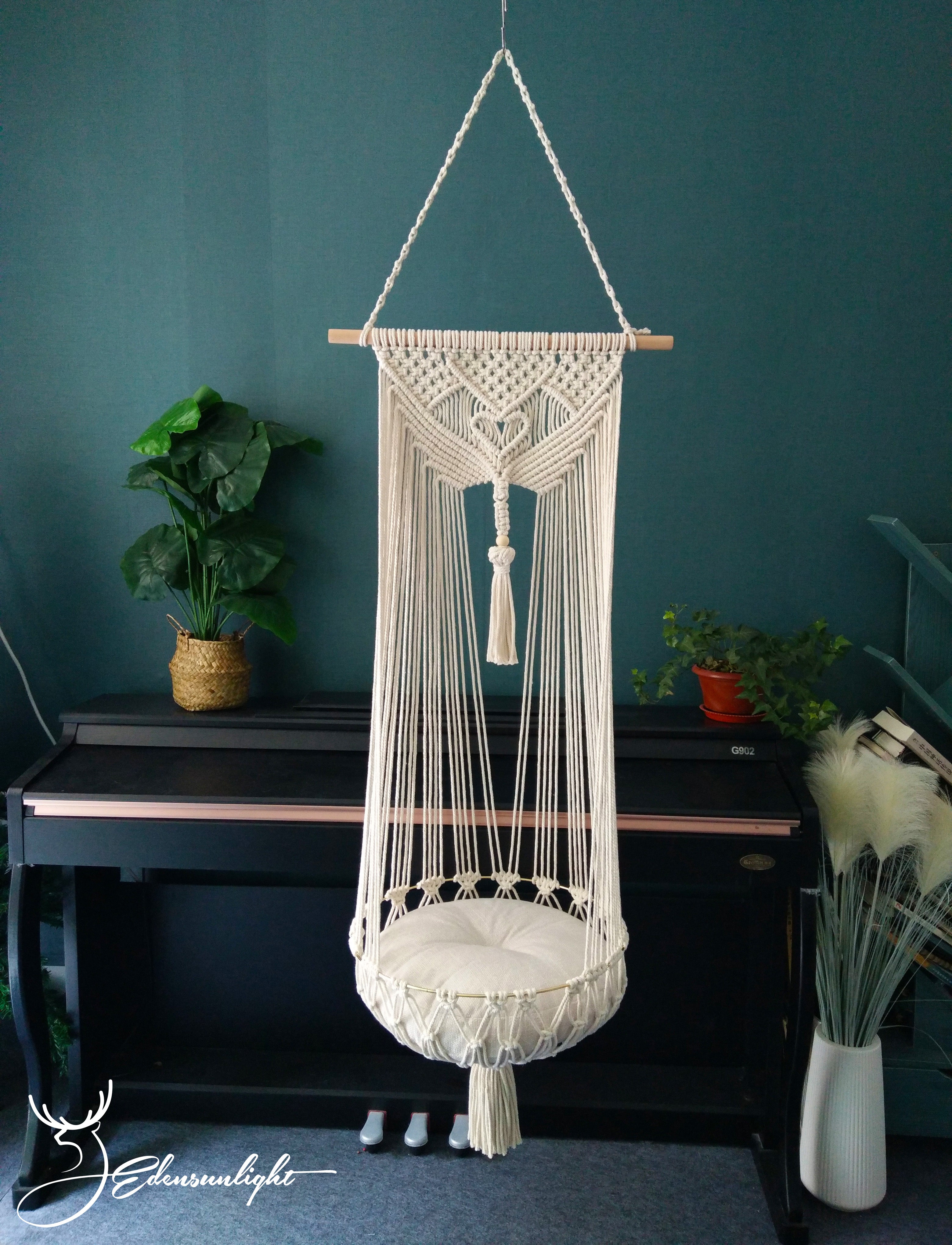 Macrame cat Hammock bed,Macrame cotton rope Swing Bed for big cat,indoor pet's sleeping bed ,Macrame pattern wall hanging