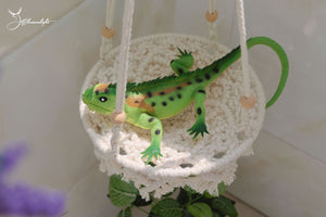 Macrame Reptile Hammock/Bearded Dragon/Leopard Gecko Hammock, Boho Reptile Swing with suction cups， Small pet/Turtle/Bird/Hamster Hammock