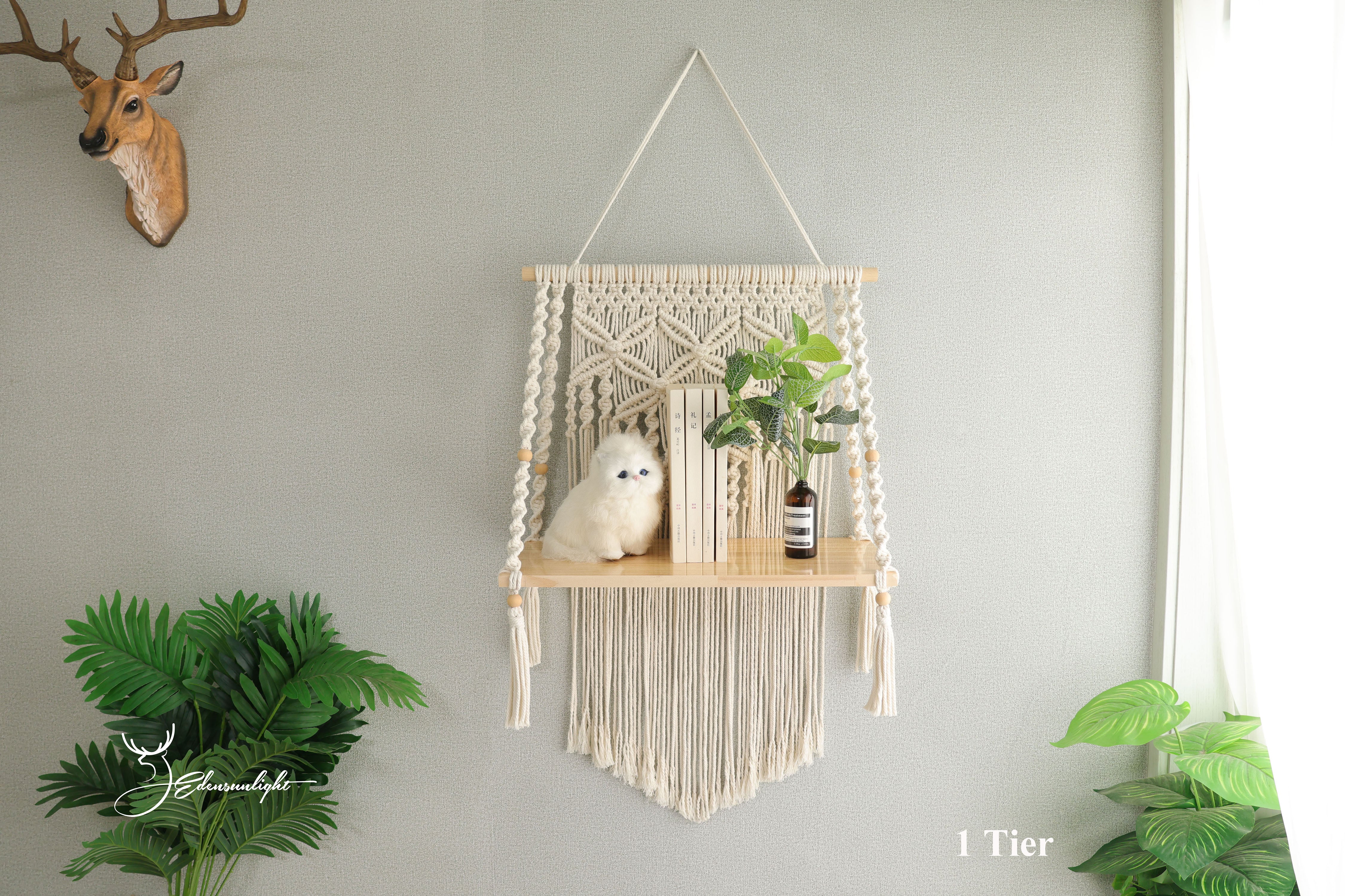 Macrame hanging Shelves, Macrame wall shelf/bookshelf/plant shelves... Bohemian Home Wall Decoration