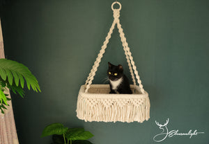 Macrame cat hammock, cat wall bed/wall shelf/wall furniture/cat swing bed/cat tree, Bohemian wall hanging/pet supplies/pet accessory