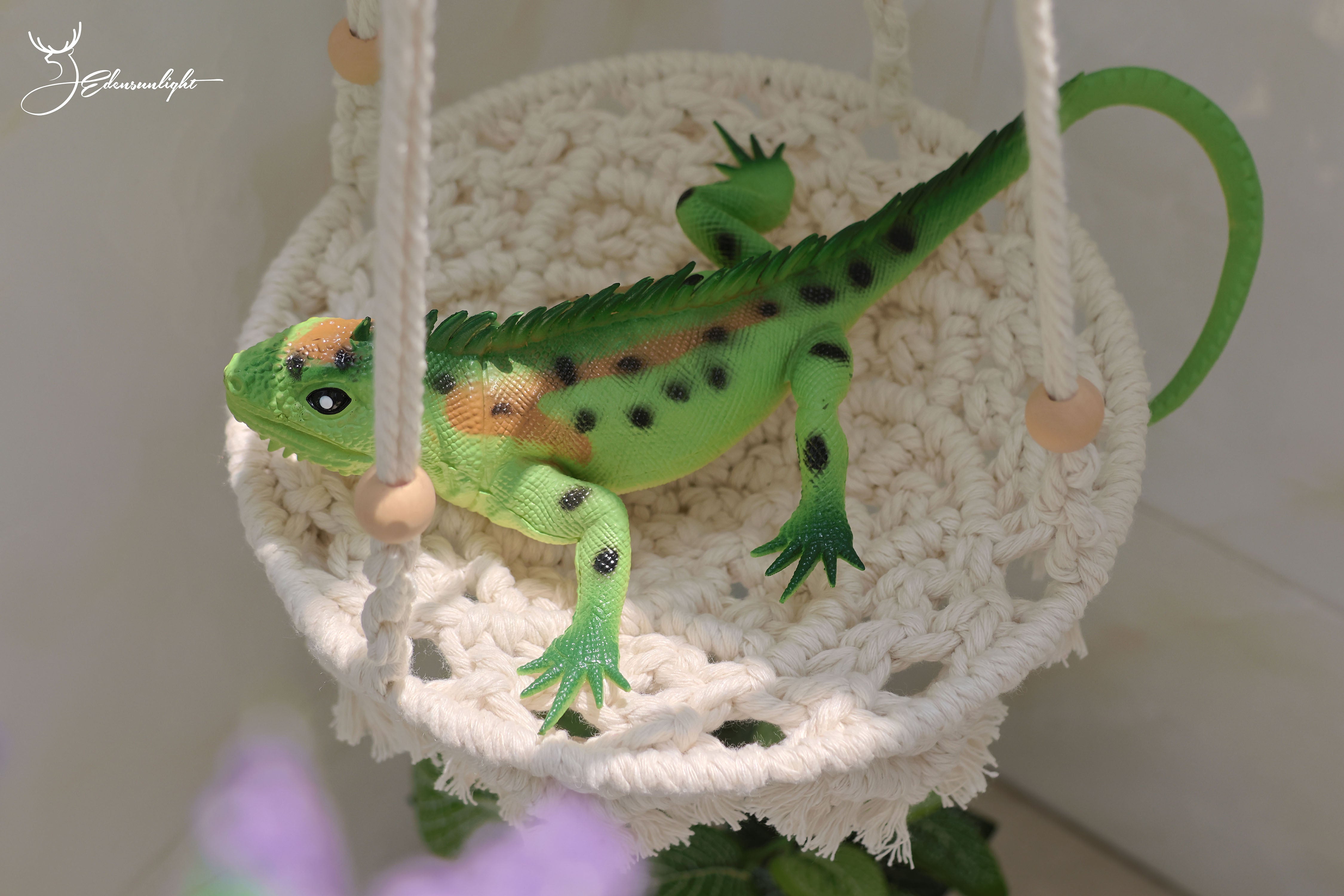 Macrame Reptile Hammock/Bearded Dragon/Leopard Gecko Hammock, Boho Reptile Swing with suction cups， Small pet/Turtle/Bird/Hamster Hammock