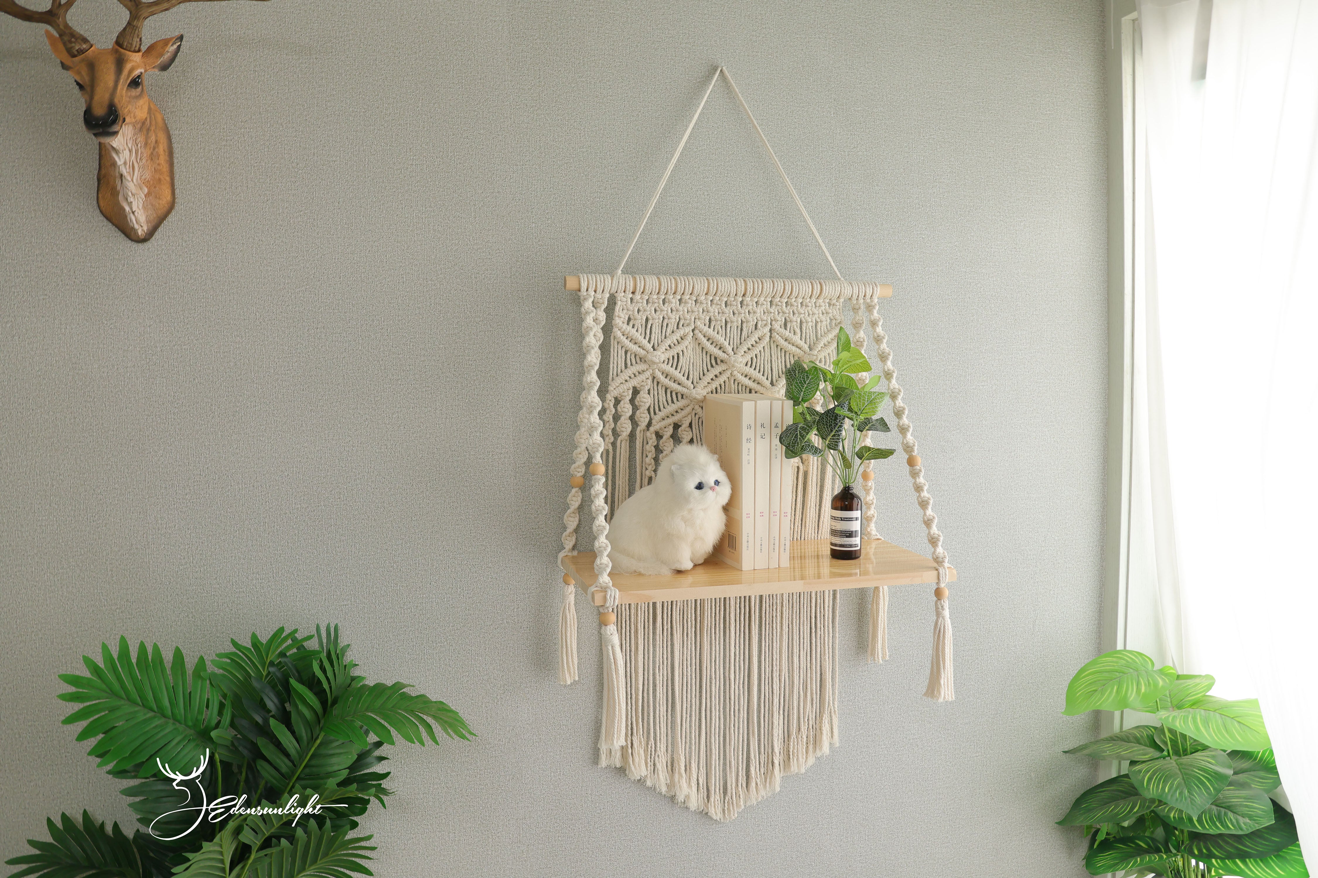 Macrame hanging Shelves, Macrame wall shelf/bookshelf/plant shelves... Bohemian Home Wall Decoration