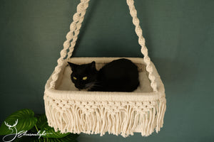 Macrame cat hammock, cat wall bed/wall shelf/wall furniture/cat swing bed/cat tree, Bohemian wall hanging/pet supplies/pet accessory