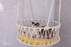 Macrame cat hammock/cat swing bed/cat bed, Wear-resistant sisal Cat Furniture/Cat Wall Bed/Cat House/Cat Tree