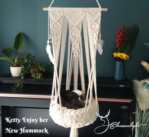 Macrame cat Hammock bed,Macrame cotton rope Swing Bed for cat,indoor pet's sleeping bed wall hanging