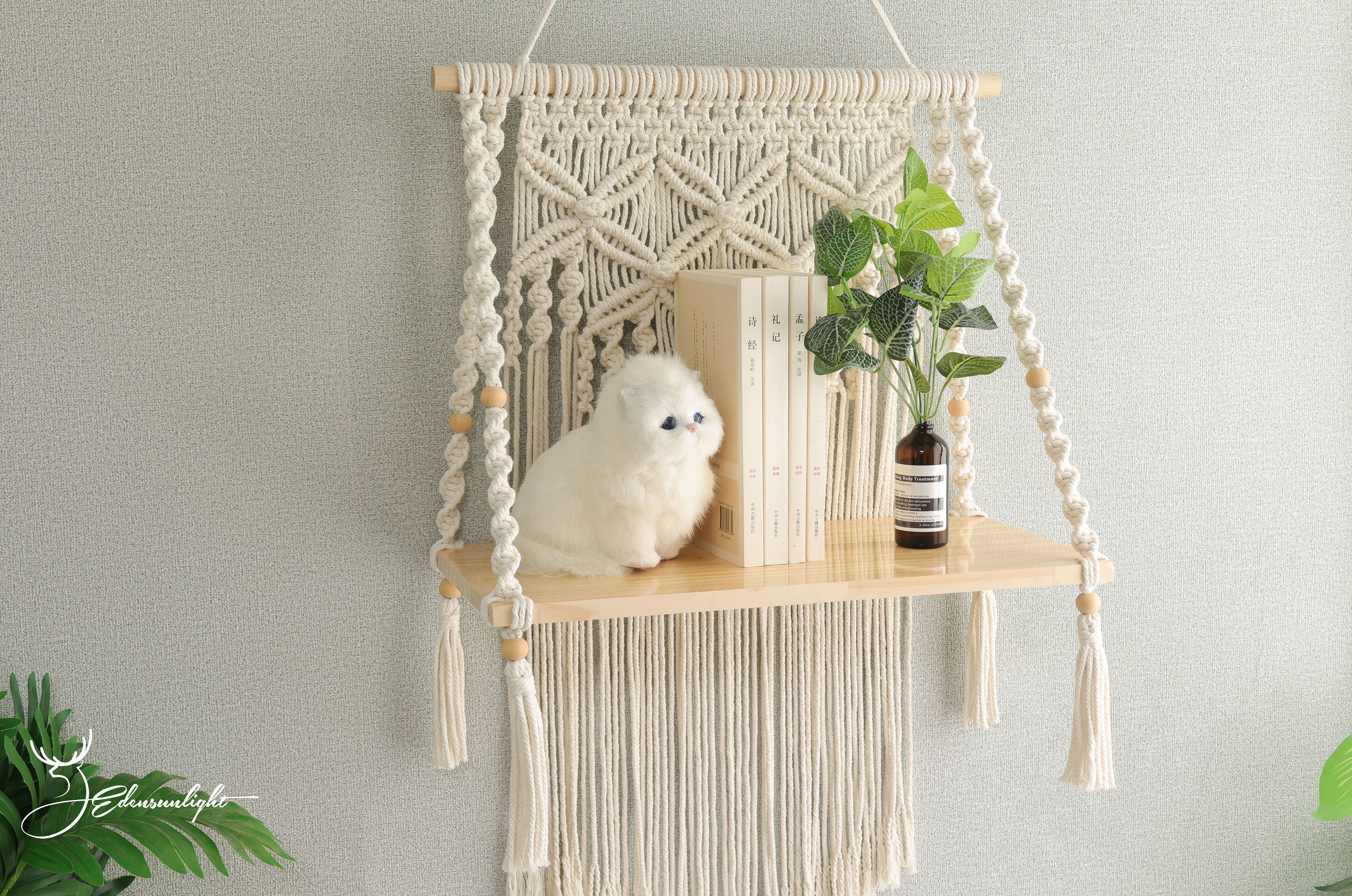 Macrame hanging Shelves, Macrame wall shelf/bookshelf/plant shelves... Bohemian Home Wall Decoration