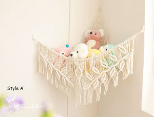 Macrame Toy Hammock, Bohemia Nursery wall art hanging for toy organize/storage, Hand woven Macrame wall hanging/home decor