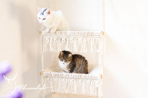 3 tiers Cat Wall Bed/Cat Furniture/Cat Tree/Cat House, Macrame Cat Hammock/Pet Swing bed/shelves, Boho Home Decor/wall hanging