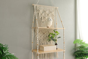 Macrame hanging Shelves, Macrame wall shelf/bookshelf/plant shelves... Bohemian Home Wall Decoration