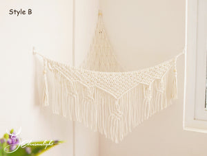 Macrame Toy Hammock, Bohemia Nursery wall art hanging for toy organize/storage, Hand woven Macrame wall hanging/home decor