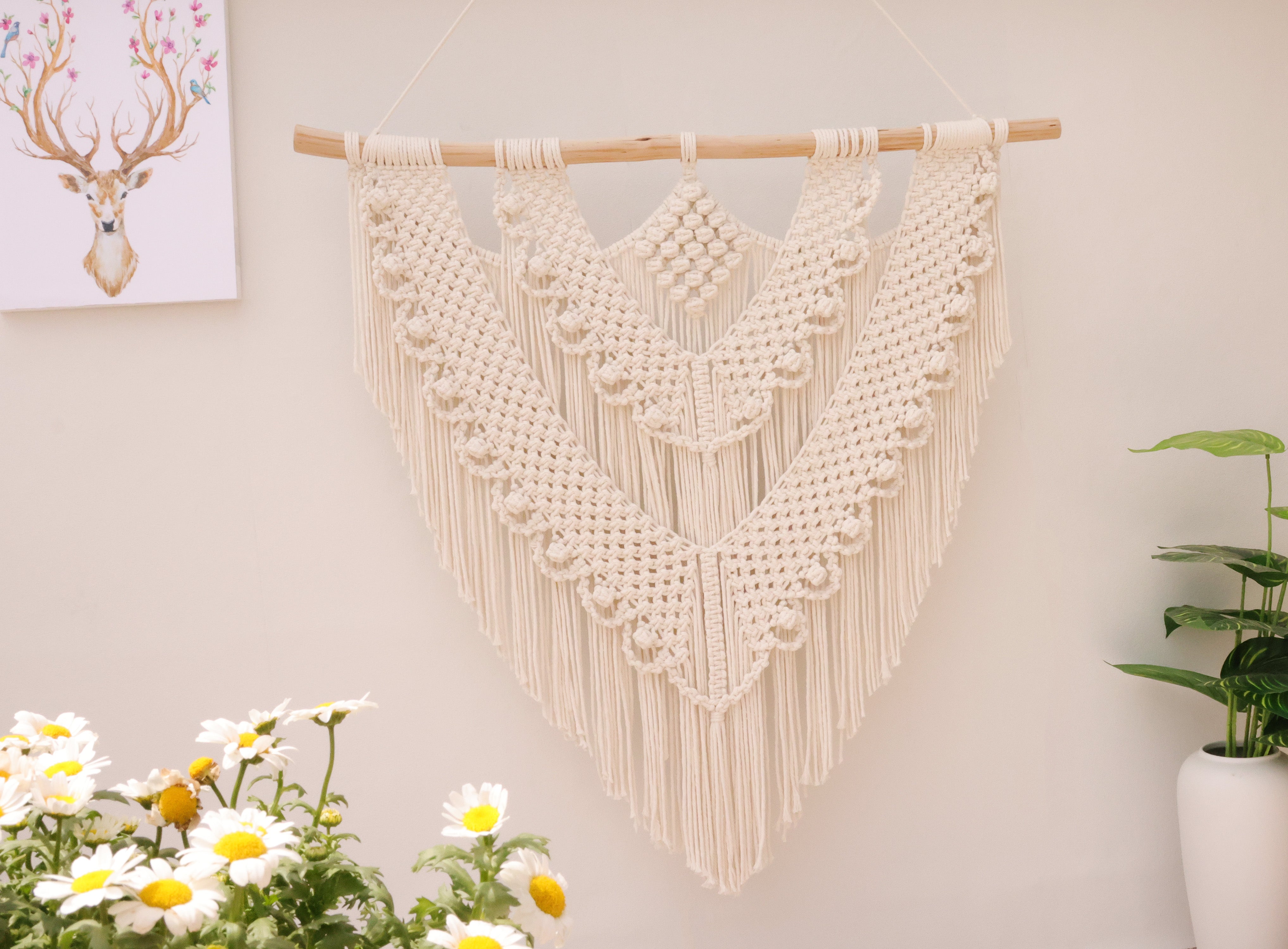 Macrame Large Wall Hanging, Handwoven nature cotton Tapestry wall hanging, Bohemian Modern wall art hanging home decor