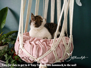 Macrame cat Hammock bed,Macrame cotton rope Swing Bed for cat,indoor pet's sleeping bed wall hanging