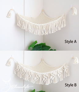 Macrame Cat wall corner hammock, hand-weaved Boho cat bed/furniture/hanging house/cat tree/pet swing bed