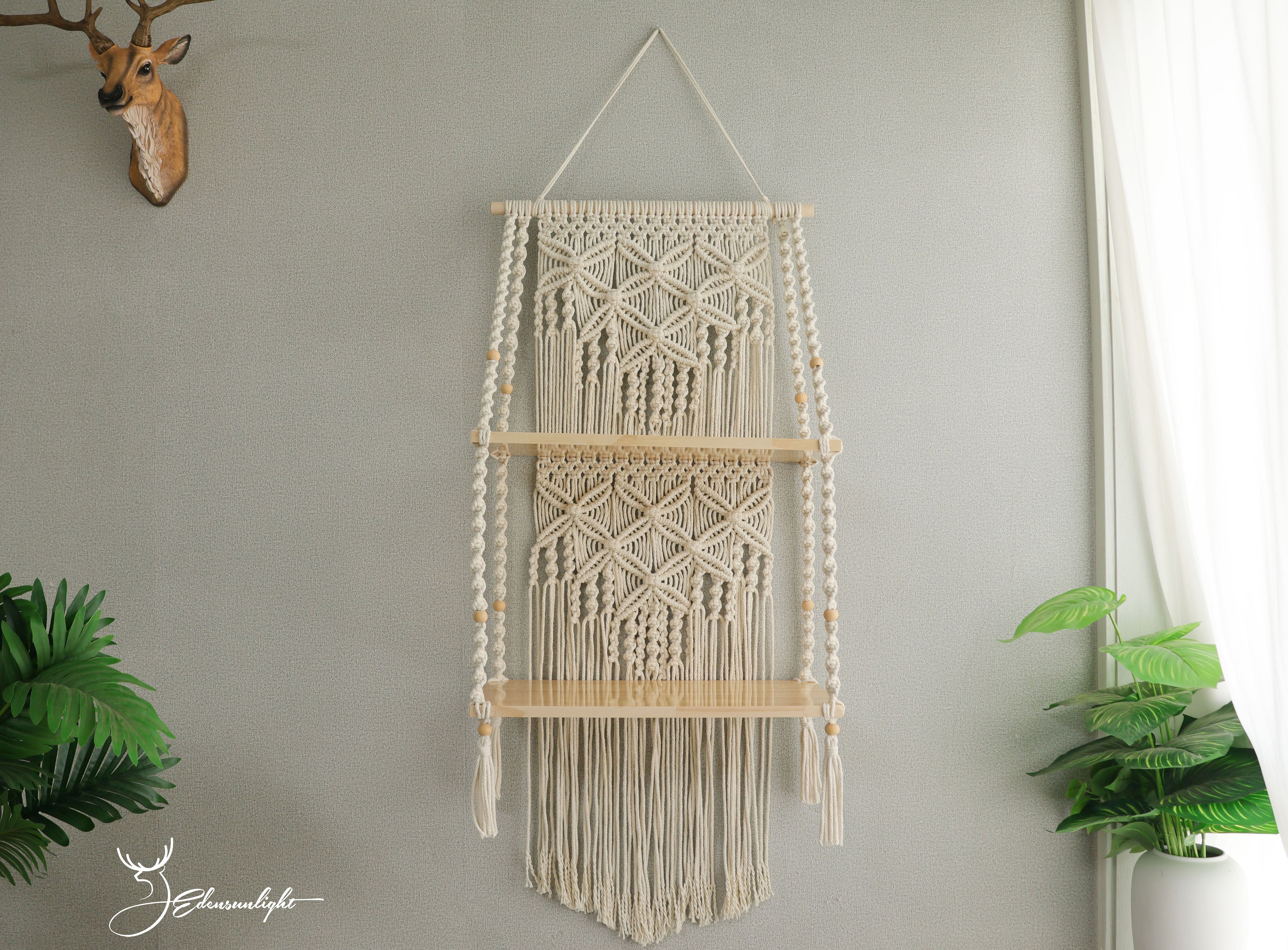 Macrame hanging Shelves, Macrame wall shelf/bookshelf/plant shelves... Bohemian Home Wall Decoration