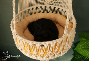 Macrame cat hammock, Bohemian cat wall bed, cat wall furniture/cat swing bed/cat tree/cat wall shelf /pet accessory,Macrame basket