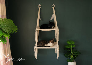 2 Tiers Cat Wall Bed/Wall Hammock/Furniture, Macrame Cat hammock/cat wall shelves/cat house/cat tree, Bohemian Wall Hanging/home decor/pet accessory