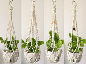 Macrame tassel-free plant hanger, Boho No tail/ no Tassel plant pot holder for indoor garden, Macrame crystal sun catcher wall hanging