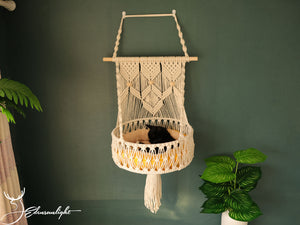 Macrame cat hammock, Bohemian cat wall bed, cat wall furniture/cat swing bed/cat tree/cat wall shelf /pet accessory,Macrame basket