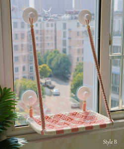 Cat hammock for window, Macrame Cat wall furniture/wall bed/wall shelf, window mounted cat bed with strong glass suctions cups