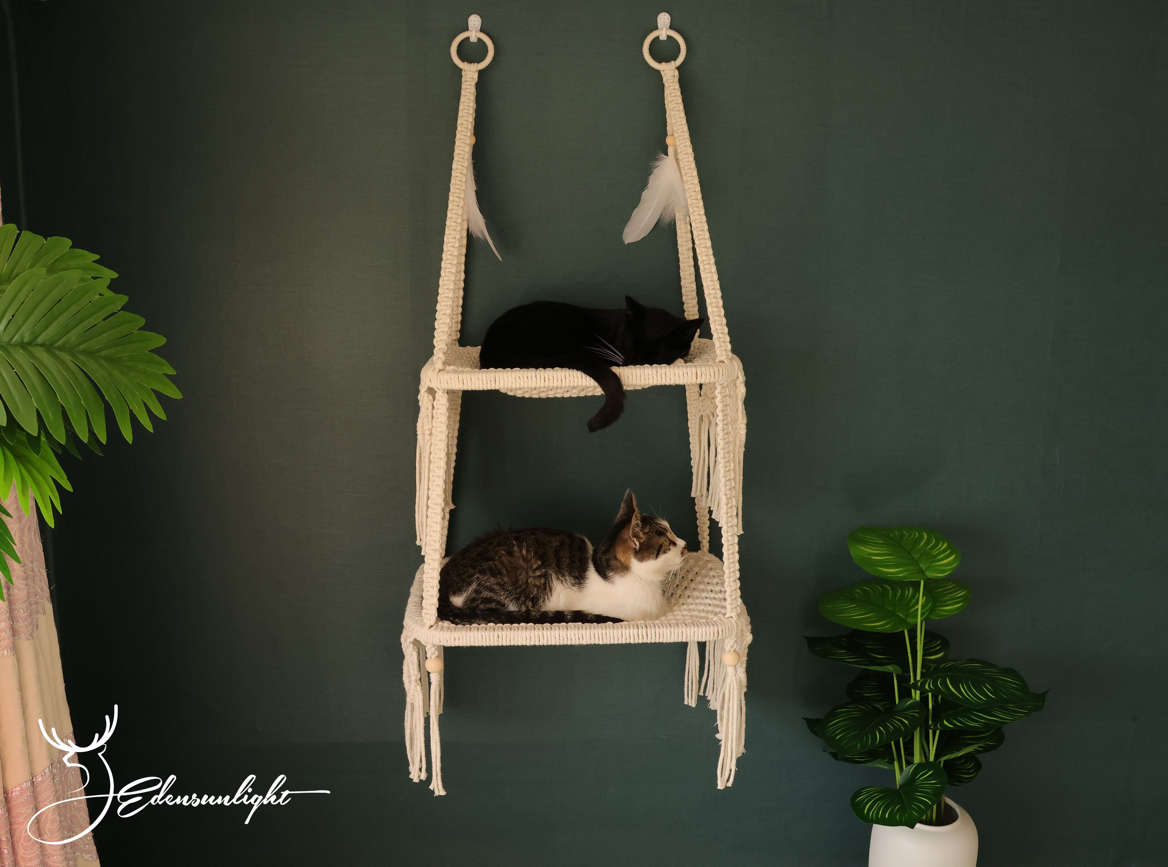 Cat Wall Bed/Wall Hammock/Furniture, Macrame Cat hammock/cat wall shelves/cat house/cat tree, Bohemian Wall Hanging/home decor/pet accessory