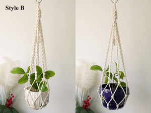 Macrame crystal tassel-free plant hanger, Boho No tail/ no Tassel plant pot holder for indoor garden, Macrame crystal sun catcher wall hanging