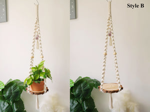 Macrame crystal plant hanger with shelf, Macrame crystal wall hanging, Personalize handwoven Boho planter home decoration