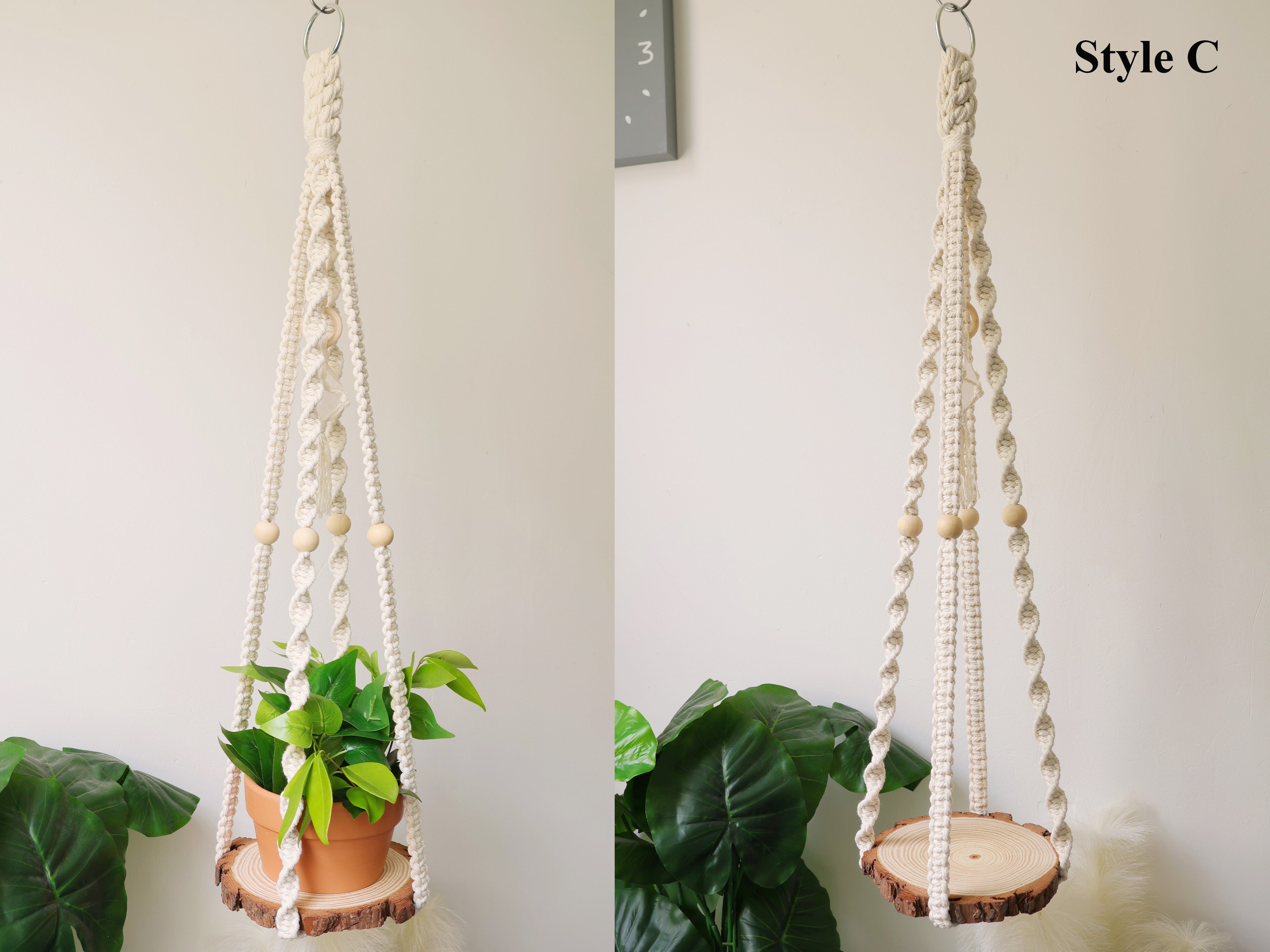 Macrame plant hanger with shelf, Macrame crystal wall hanging, Personalize handwoven Boho planter home decoration