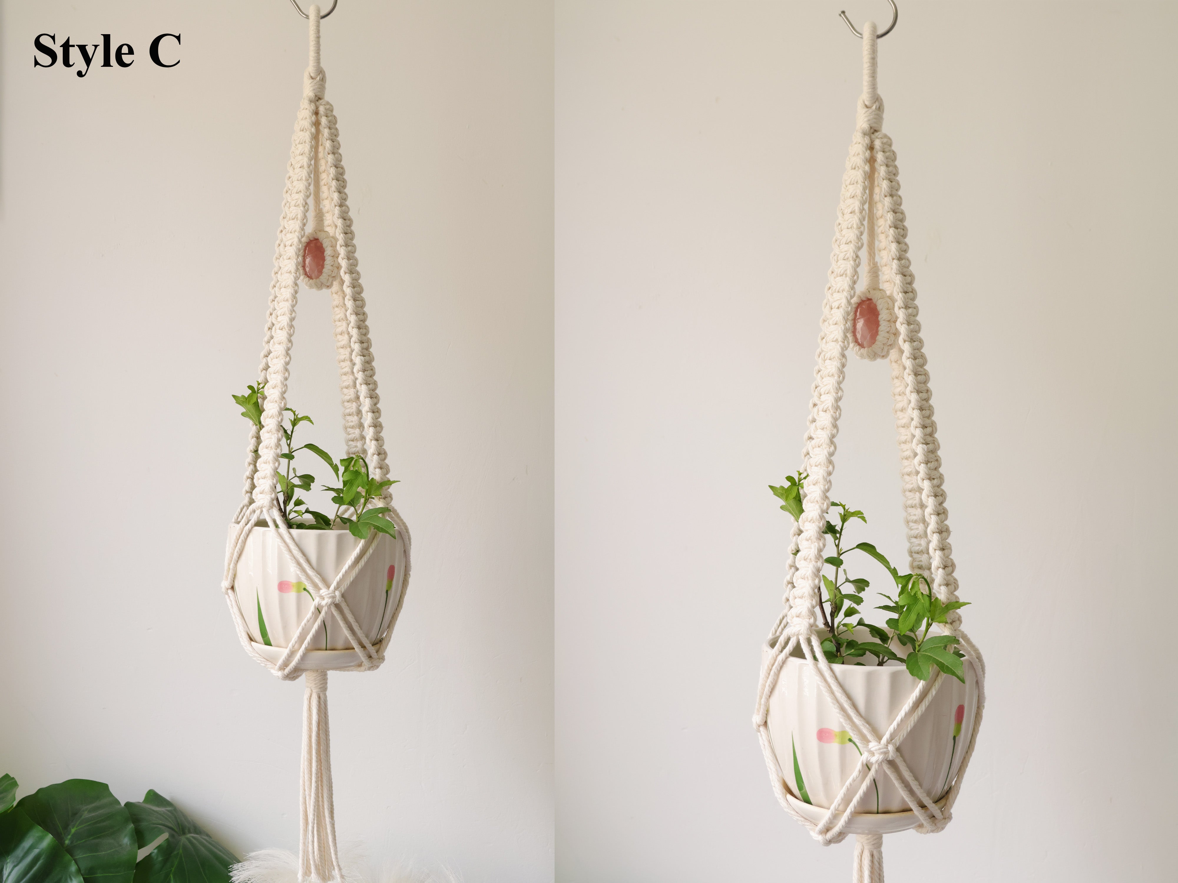 Macrame Crystal Plant hanger/Pot holder, crystal wall hanging/sun catcher,Boho Macrame wall hanging/home decor