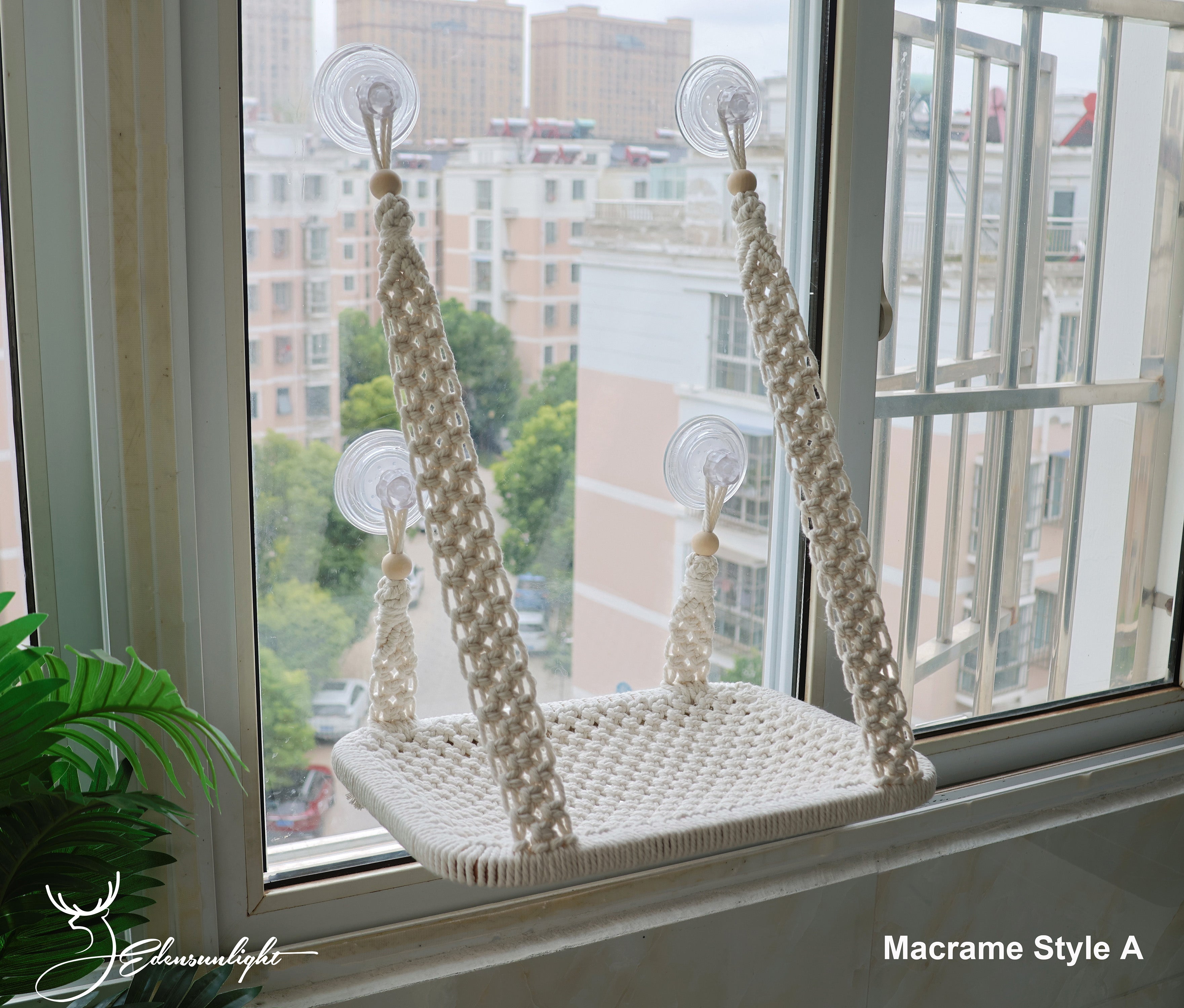 Macrame Cat Window Perch Bed, Macrame Cat Wall Shelf/Wall Bed/Wall Furniture, Bohemian pure cotton Cat Hammock/Cat Swing Bed