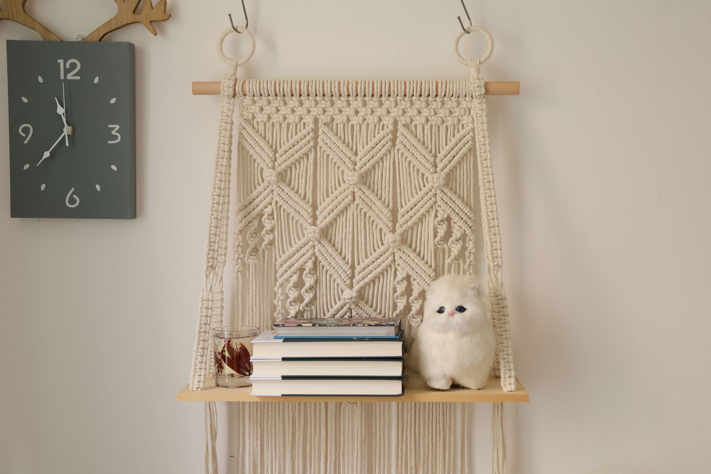 Macrame hanging shelf,Handwoven Bohemia tapestry wall hanging