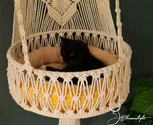 Macrame cat hammock, Bohemian cat wall bed, cat wall furniture/cat swing bed/cat tree/cat wall shelf /pet accessory,Macrame basket