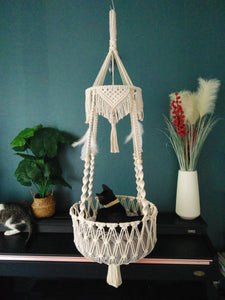 Personalized Macrame Cat Hammock for Cats,Hanging pet bed basket,Hand woven cat swing bed ,boho home decor-Gift choice