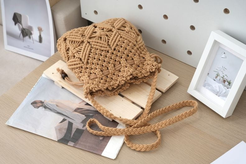 Handmade Macrame Shoulder Bag, Bohemian Beach bag/cosmetic bag/purse/handbag