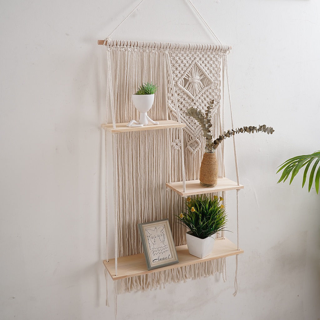 3 tiers Macrame hanging shelves