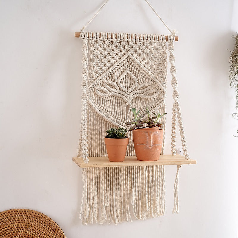 Macrame Hanging Shelf, Macrame book/plant shelf, Bohemian wall hanging