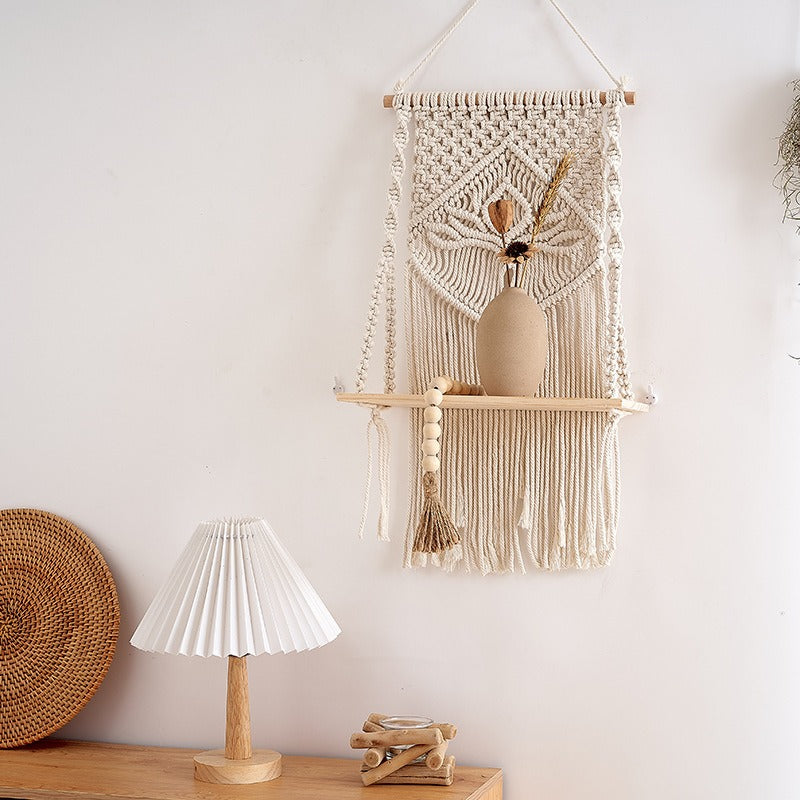 Macrame Hanging Shelf, Macrame book/plant shelf, Bohemian wall hanging