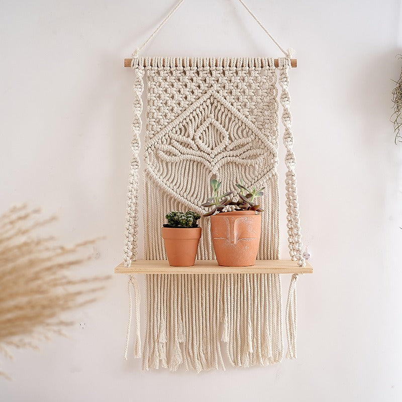 Macrame Hanging Shelf, Macrame book/plant shelf, Bohemian wall hanging