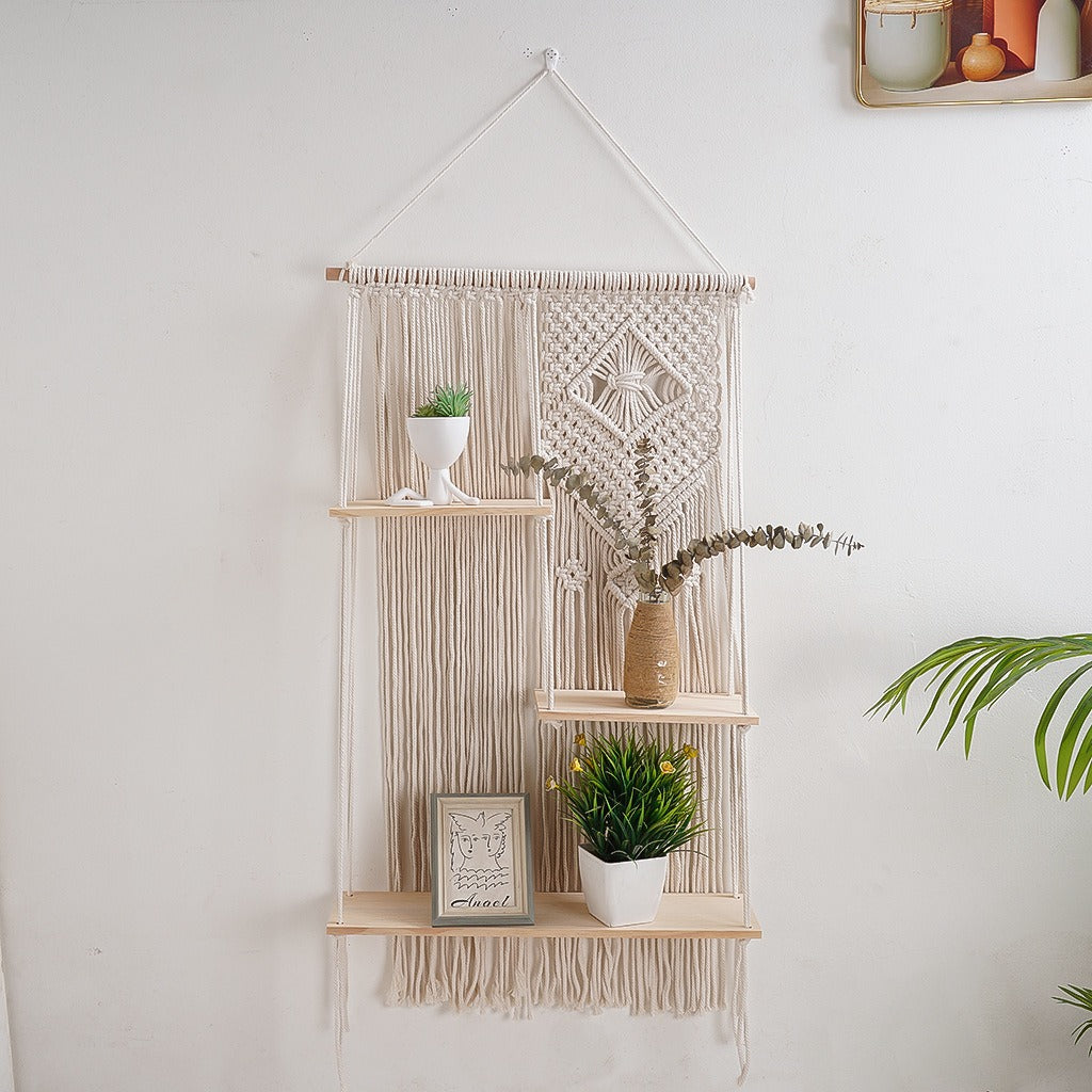 3 tiers Macrame hanging shelves