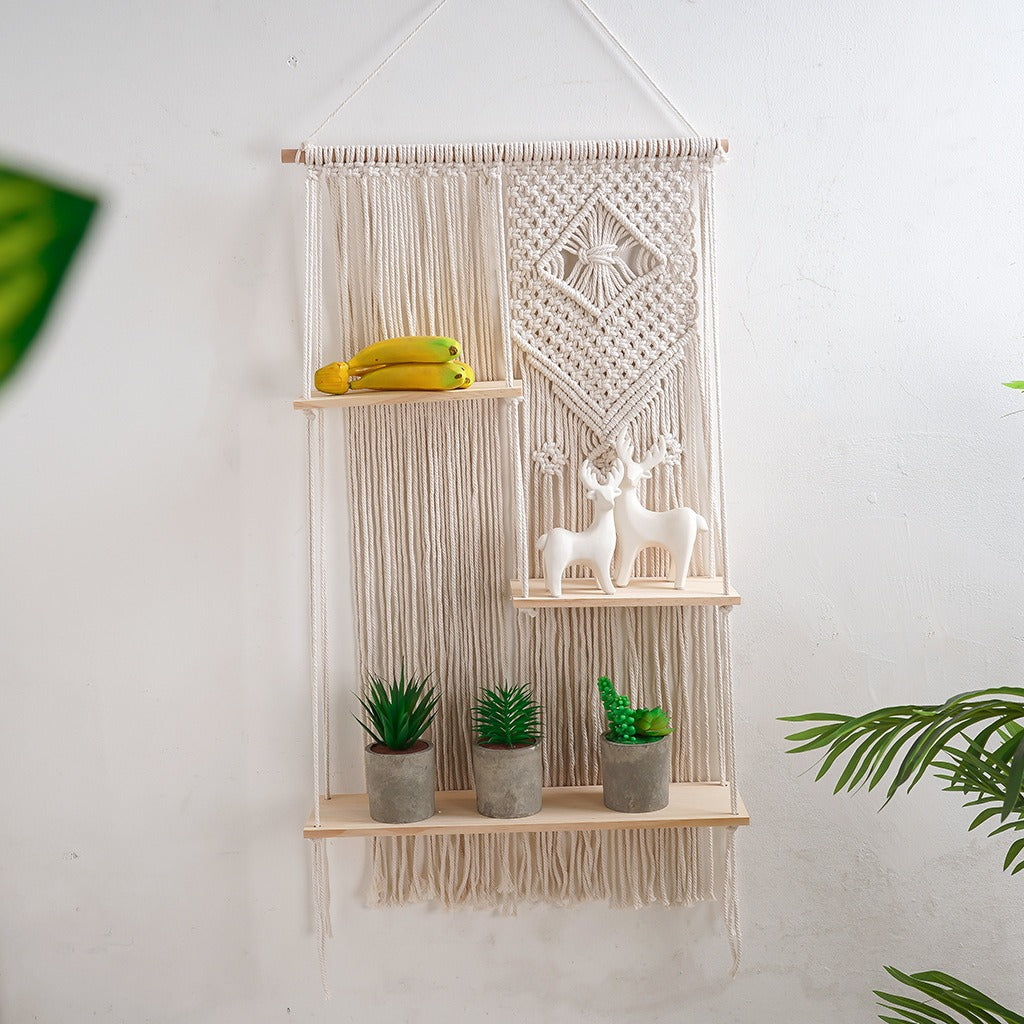 3 tiers Macrame hanging shelves