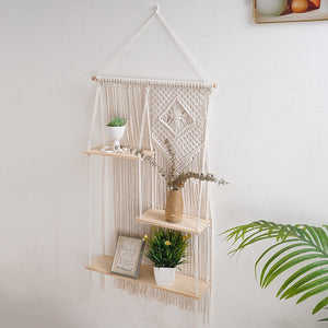 3 tiers Macrame hanging shelves