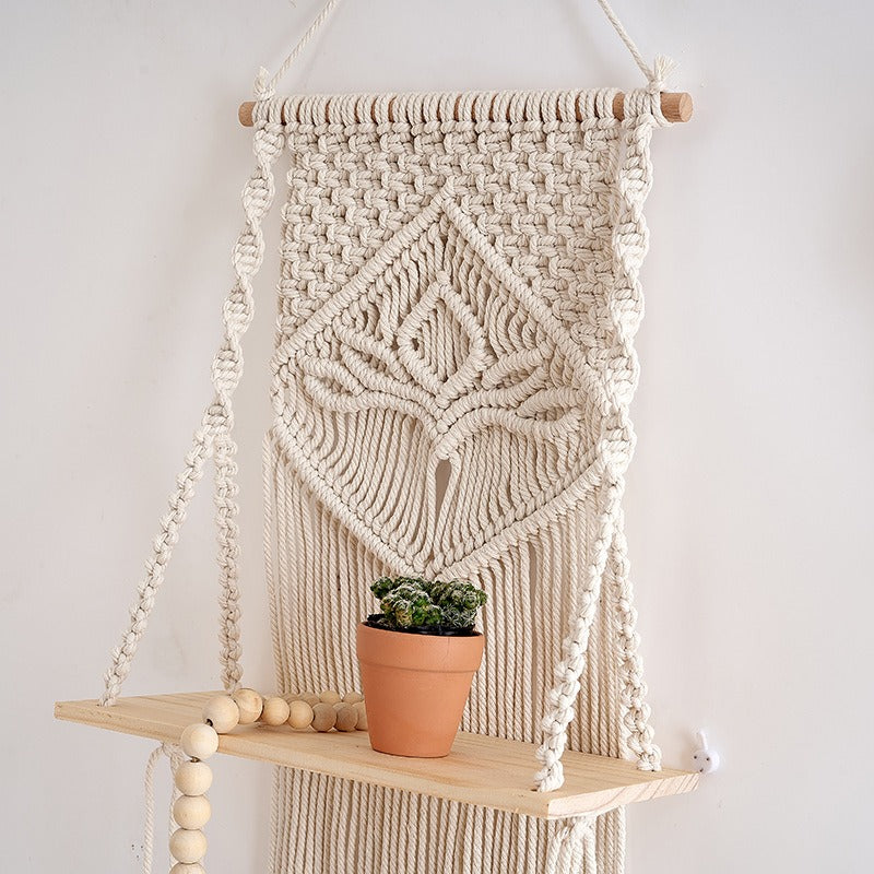 Macrame Hanging Shelf, Macrame book/plant shelf, Bohemian wall hanging