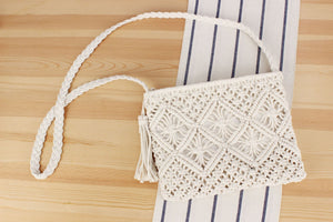 Macrame fashion shoulder bag,  Bohemian travel bag, Handwoven cotton ropes tassel purse, holidy beach bag