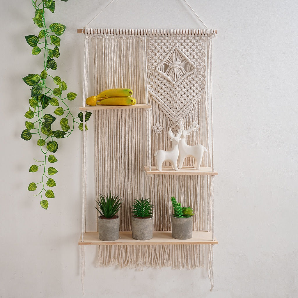 3 tiers Macrame hanging shelves