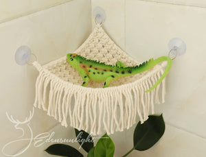 Macrame Reptile Hammock, Bearded Dragon Hammock, Leopard Gecko Hammock, Boho small pet Hammock, Reptile Swing with suction cups