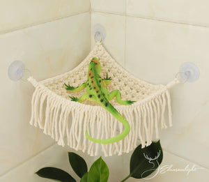 Macrame Reptile Hammock, Bearded Dragon Hammock, Leopard Gecko Hammock, Boho small pet Hammock, Reptile Swing with suction cups